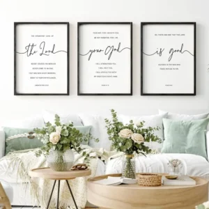 Farmhouse Style Christian Wall Art - 'The Lord Is Good' Wooden Sign, Vintage Rustic, Black, 16x24