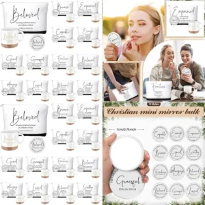 Bulk 36-Piece Christian Women's Gift Set: Mugs, Makeup Bags, Compact Mirrors