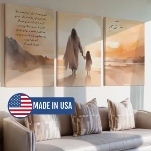 Christian Bible Verse Isaiah 41:10 Faith Jesus With Girl Wall Art Canvas Painting Poster Picture For Living BedRoom Home Decor