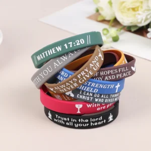 40pcs Inspirational Bible Verse Silicone Bracelets