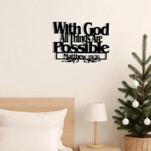 1PC Rustic Farmhouse Christian Metal Wall Art: Inspirational Bible Verse Sign.