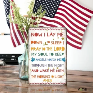 Funny Metal Signs, Now I Lay Me Down to Sleep Prayer,Jesus Christ Bible Verse Wall Art,Christian Wall Decor