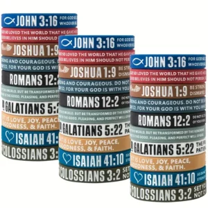 5pcs/10pcs/20pcs Cross & Bible Verse Silicone Bracelet Set