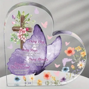 Christian Gifts (Women): Heart/Butterfly Acrylic Desk Decor (Bible Verse) – Inspirational/Birthday (Mom/Sister/Friend).