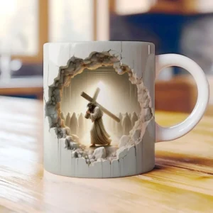3D Jesus Cross Ceramic Mug