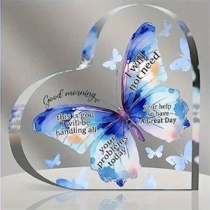 Inspirational Desk Decor with Butterflies and Engraved Christian Messages - Perfect for Women of Faith!